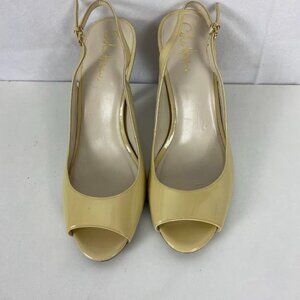Cole Haan‎ Peep Toe Sling Back Cream 3.5" Heels Women's 8.5 B